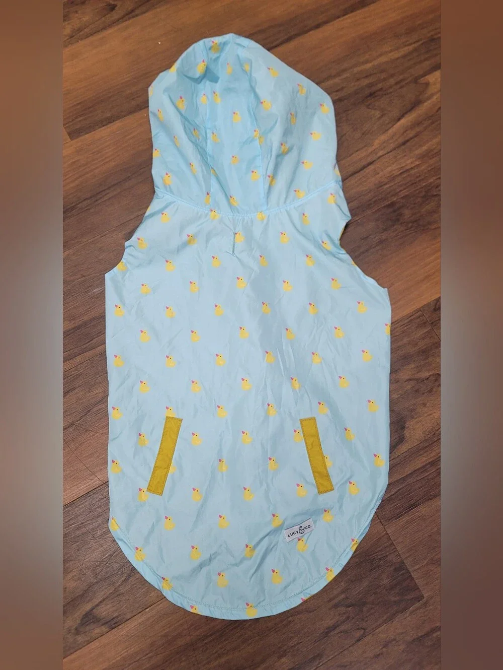 Lucy And Co Reversible Lucky Duck Dog Rain Jacket Zip Coat Sky Blue Yellow Xxl